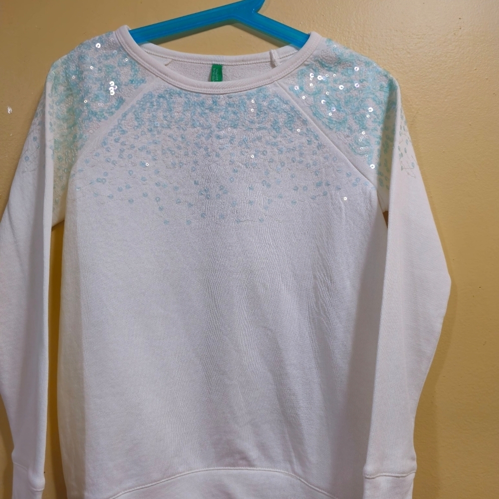 White Sequin Sweatshirt